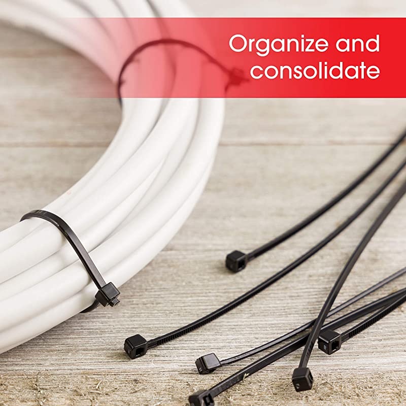 Black 18174 Cable Ties 100-Pack Nylon Plastic Zip Tie, 1 7/8-Inch Maximum Diameter, Durable, Self-Locking, 8 Inch