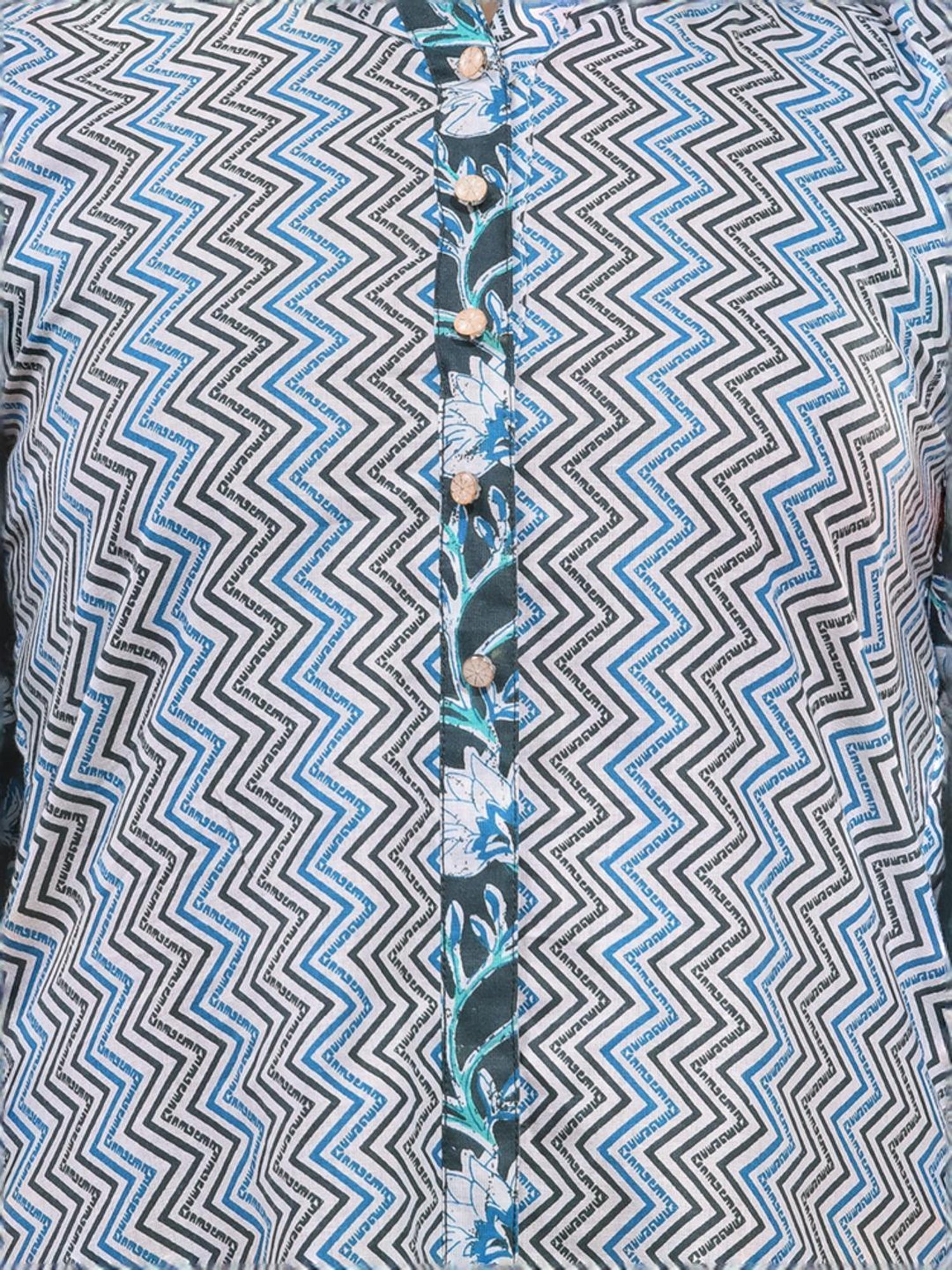 CHARUKRITI Blue Cotton Printed A Line Kurta