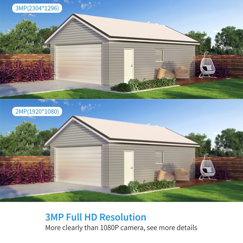 All in one with 12'' LCD Monitor Wireless Security Camera System, 4CH NVR +4pcs 3MP Outdoor Wireless Security Cameras with Night Vision Motion Detection Remote Access IP66 Waterproof 1TB Hard Drive