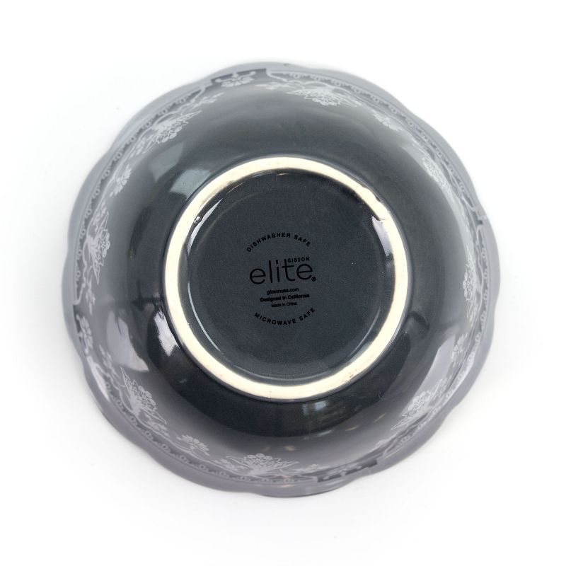 Gibson Elite Medallion 4 Piece Stoneware Scalloped Cereal Bowl Set