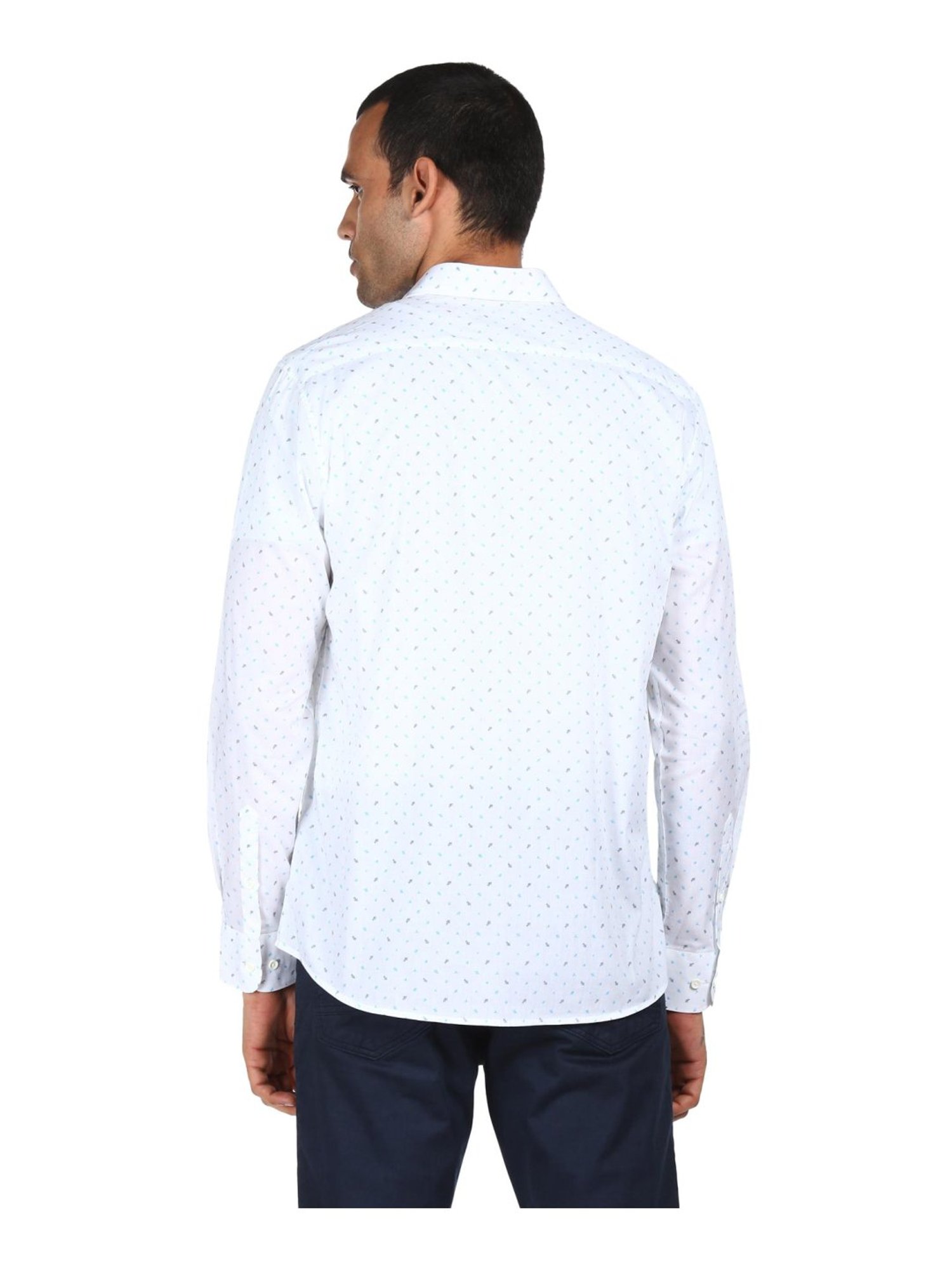 AD by Arvind White Cotton Regular Fit Printed Shirt