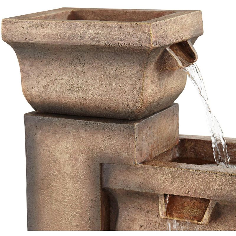 John Timberland Rustic Outdoor Floor Water Fountain with Light LED 33" High Cascading Pots Garden Patio Yard Deck Home Porch House