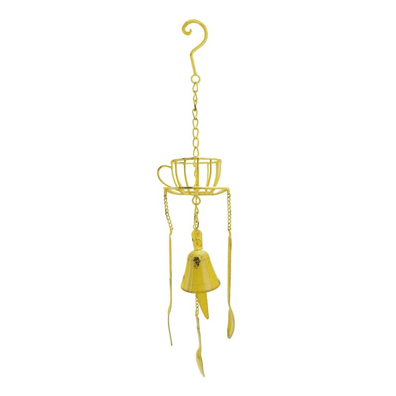 Darice 23.25" Cafe Themed Hanging Outdoor Patio Garden Wind Chime Decoration - Yellow