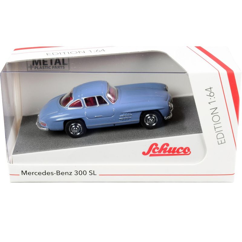 Mercedes Benz 300 SL Blue with Red Interior 1/64 Diecast Model Car by Schuco