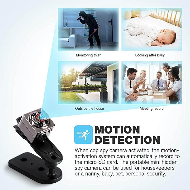 Camera 1080P Wireless Hidden, Portable Small Covert Home Nanny Cam with Night Vision and Motion Detection, Indoor/Outdoor Micro Security Surveillance Mini Hidden Camera