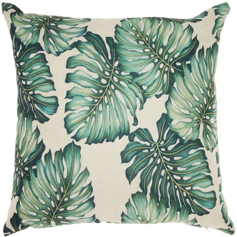 Nourison Trendy, Hip, New-Age Velvet Tropical Palm Multicolor Throw Pillow - 18" x 18"