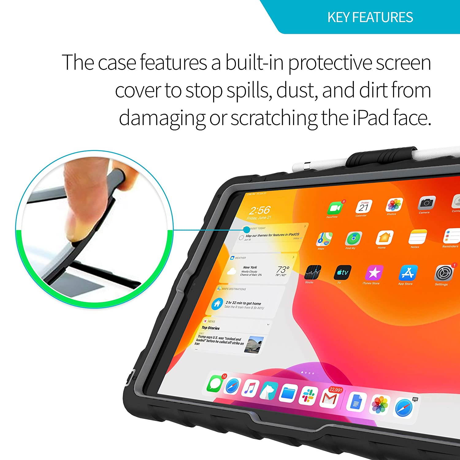 GumDrop Hideaway Case Designed for The New Apple iPad 10.2 7th Gen (2019) Tablet Commercial, Business and Office Essentials - Rugged, Shock Absorbing, Extreme Drop Protection (Black)