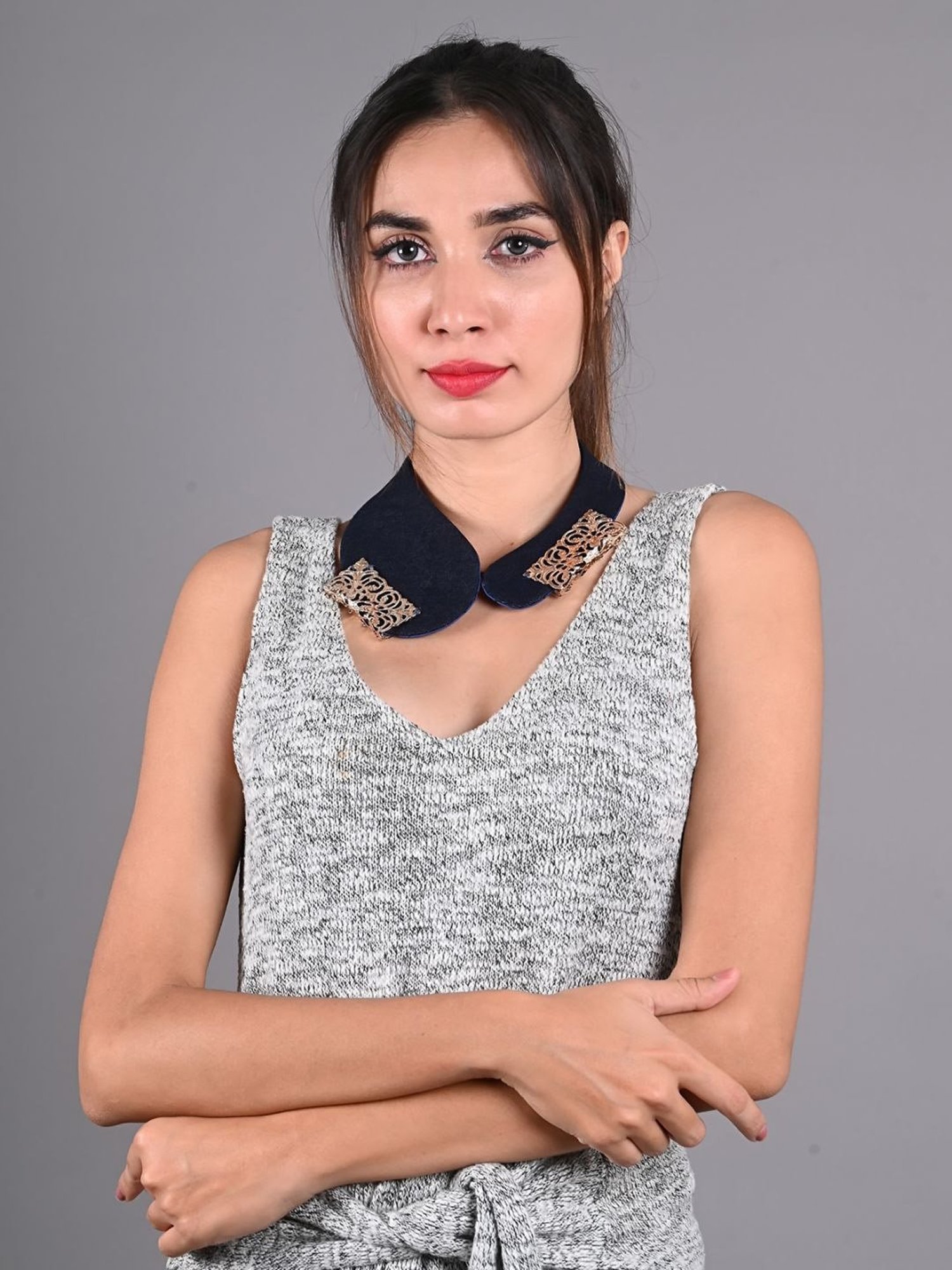 Odette Blue Fabric Embellished Collar