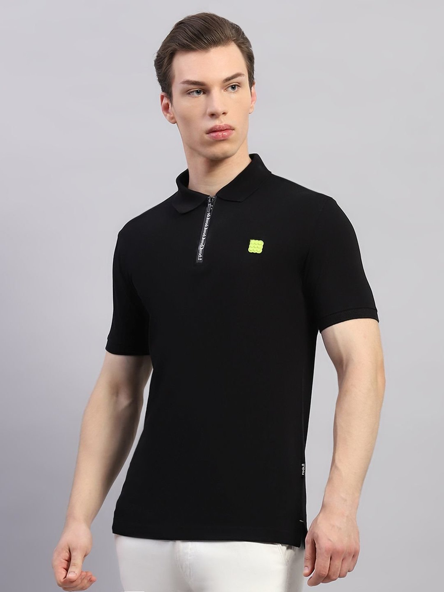 Rock.It Black Cotton Regular Fit Polo T-Shirt