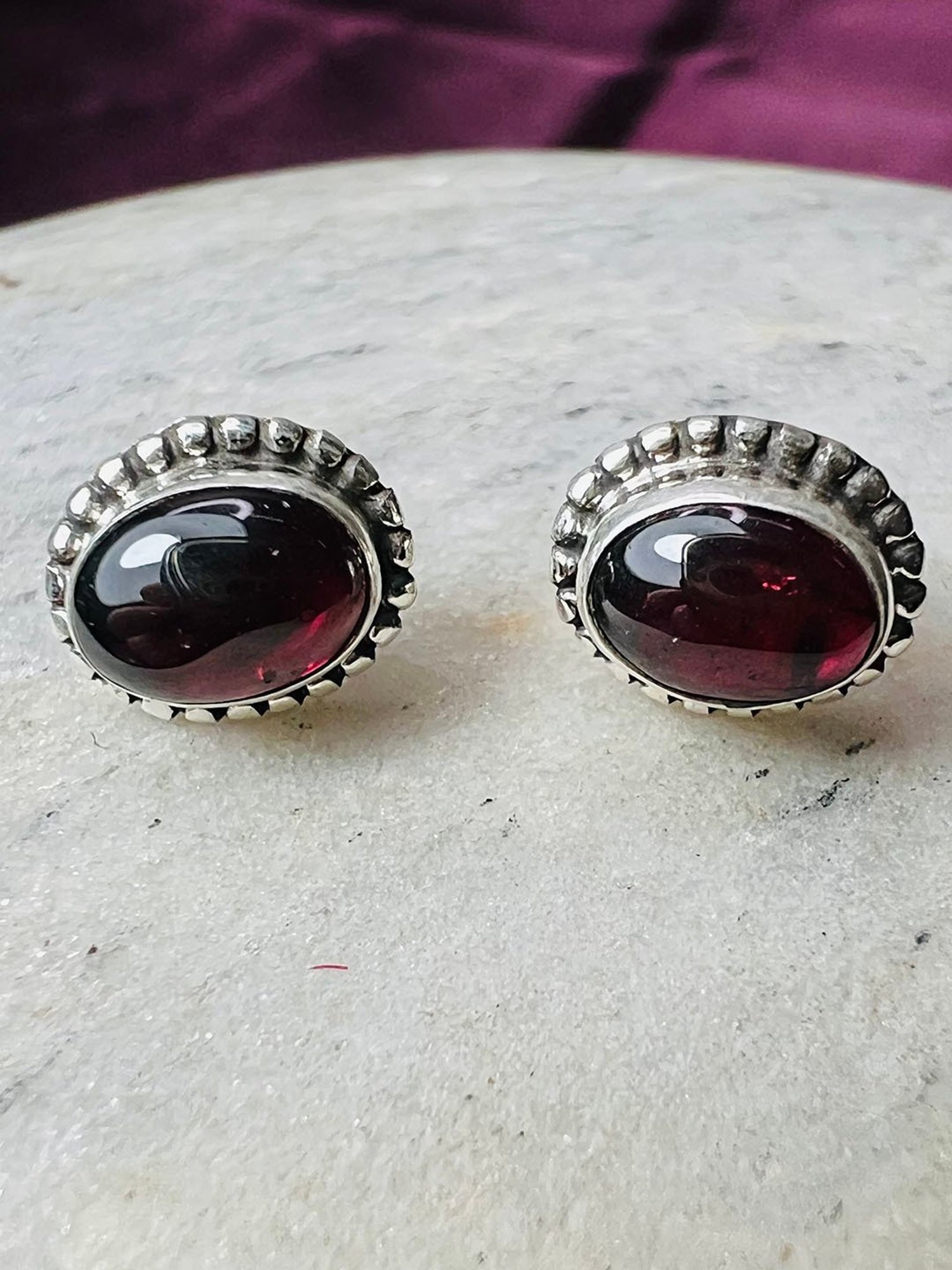 Arte Jewels 925 Sterling Silver Garnet Stone Oval Stud Earrings for Women & Girls