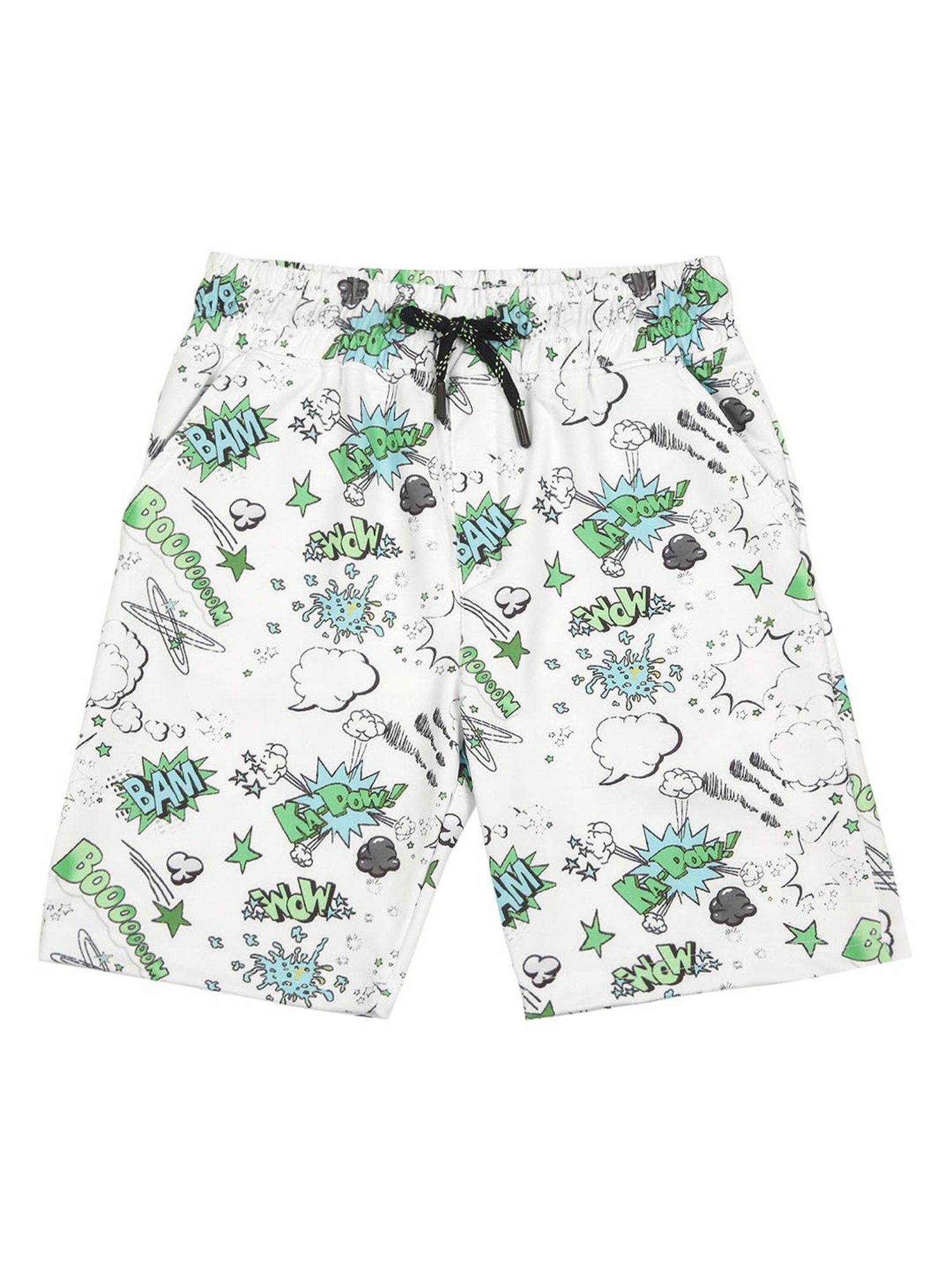 Cavio Kids White Printed T-Shirt with Shorts