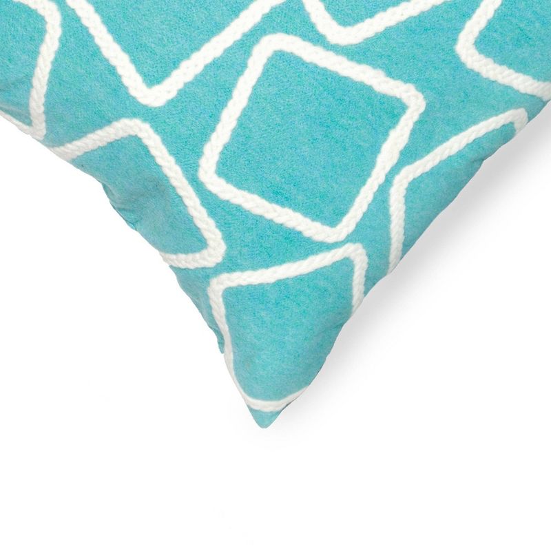 12"x20" Oversize Outdoor Square Shapes Lumbar Throw Pillow Aqua - Liora Manne