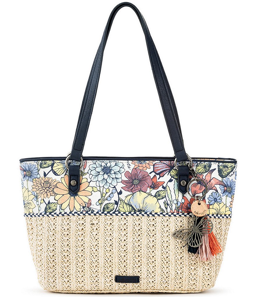 Sakroots Ellis Small Floral Straw Satchel
