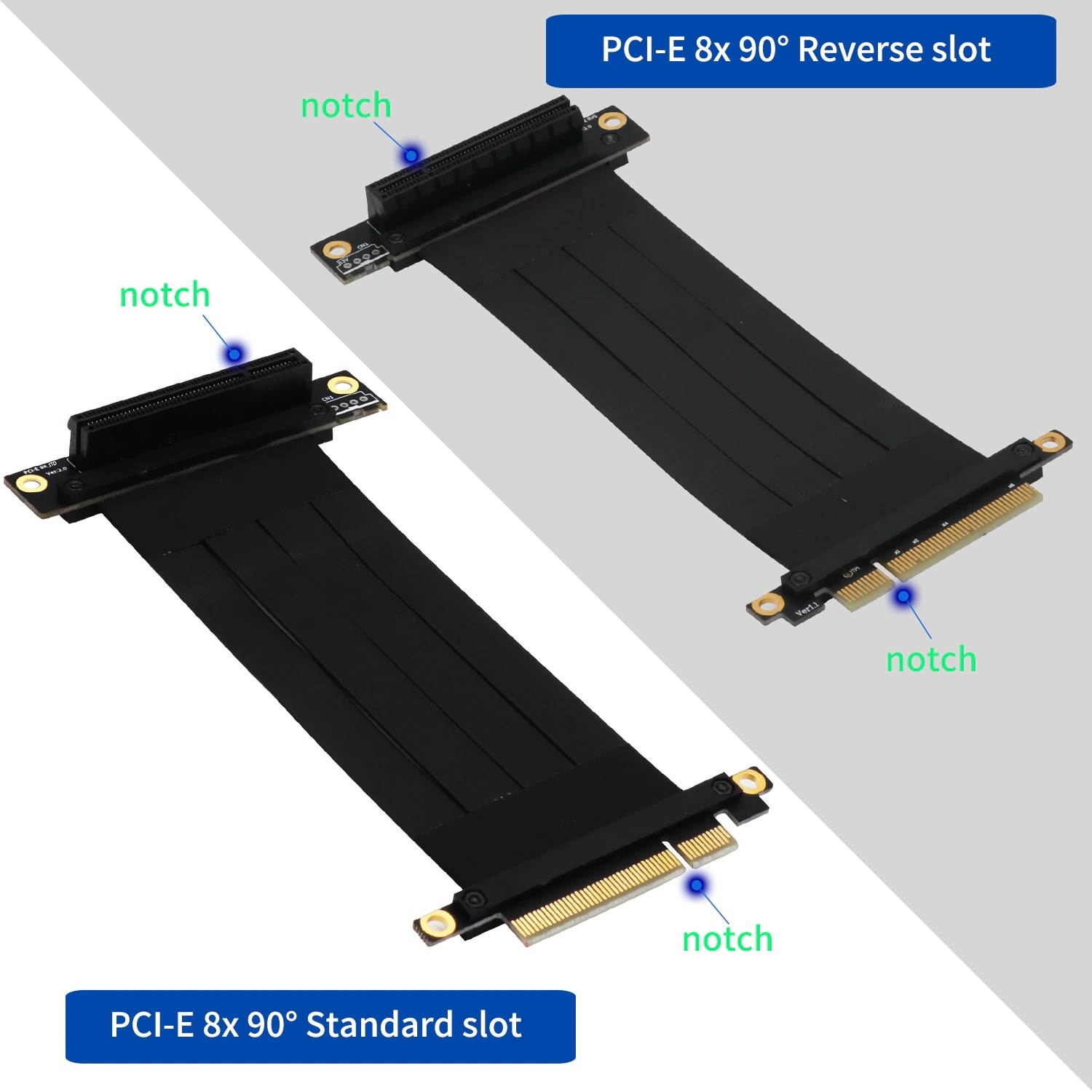 Misskit PCIe extension cable PCI e 8X extension cable PCI-e PCI express x8 Riser Cables Adapter Converter Connector Flat Cable(7.87")