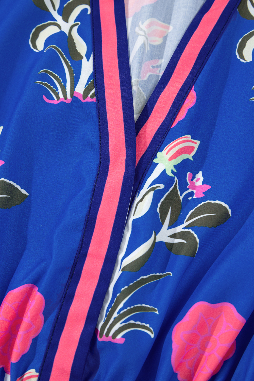 Multicolour Floral Print Split Neck Midi Dress