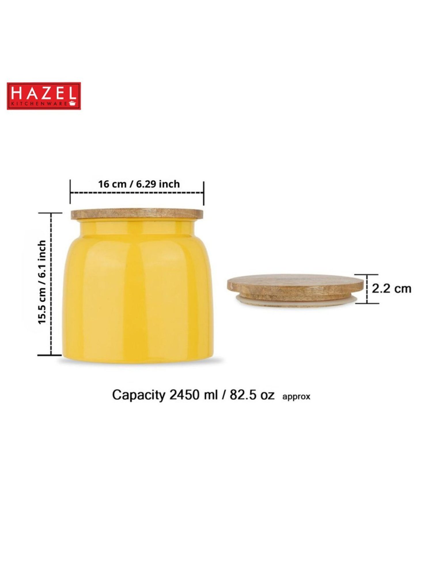 HAZEL Yellow Galvanized metal Storage Container with Lid