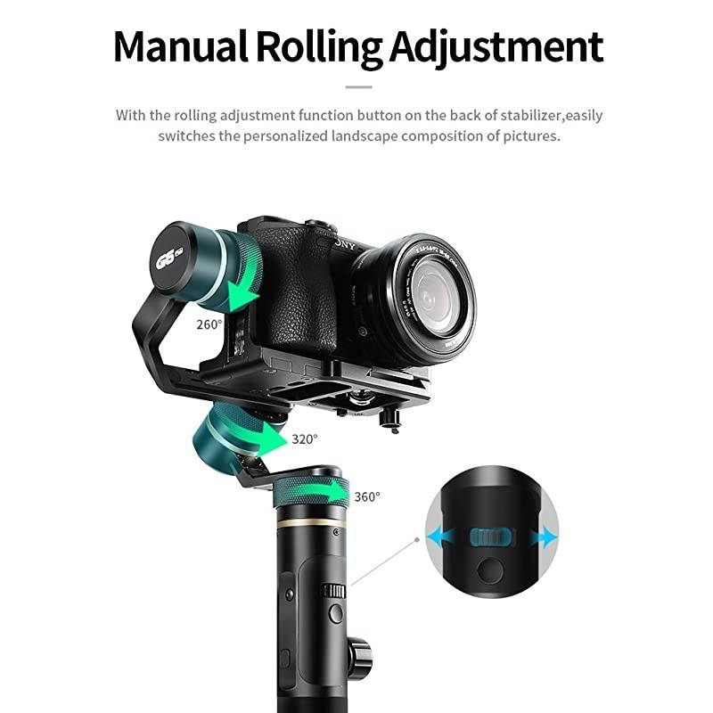 Official G6 Plus 3-Axis Handheld Gimbal Stabilizer 3-in-1 for Lightweight Mirrorless Camera, GoPro Hero 8/7/6/5 Action Camera and Smartphone,Payload 1.76 lb