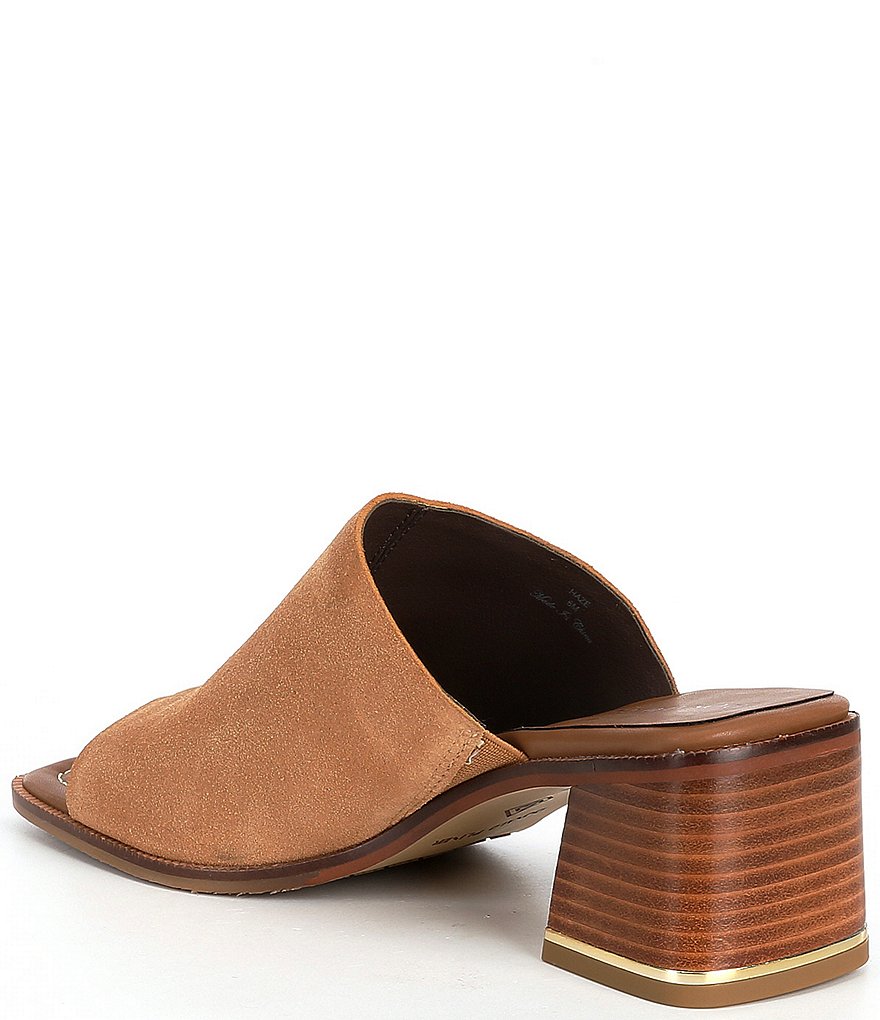 Donald Pliner Hazee Suede Block Heel Toe Post Mules