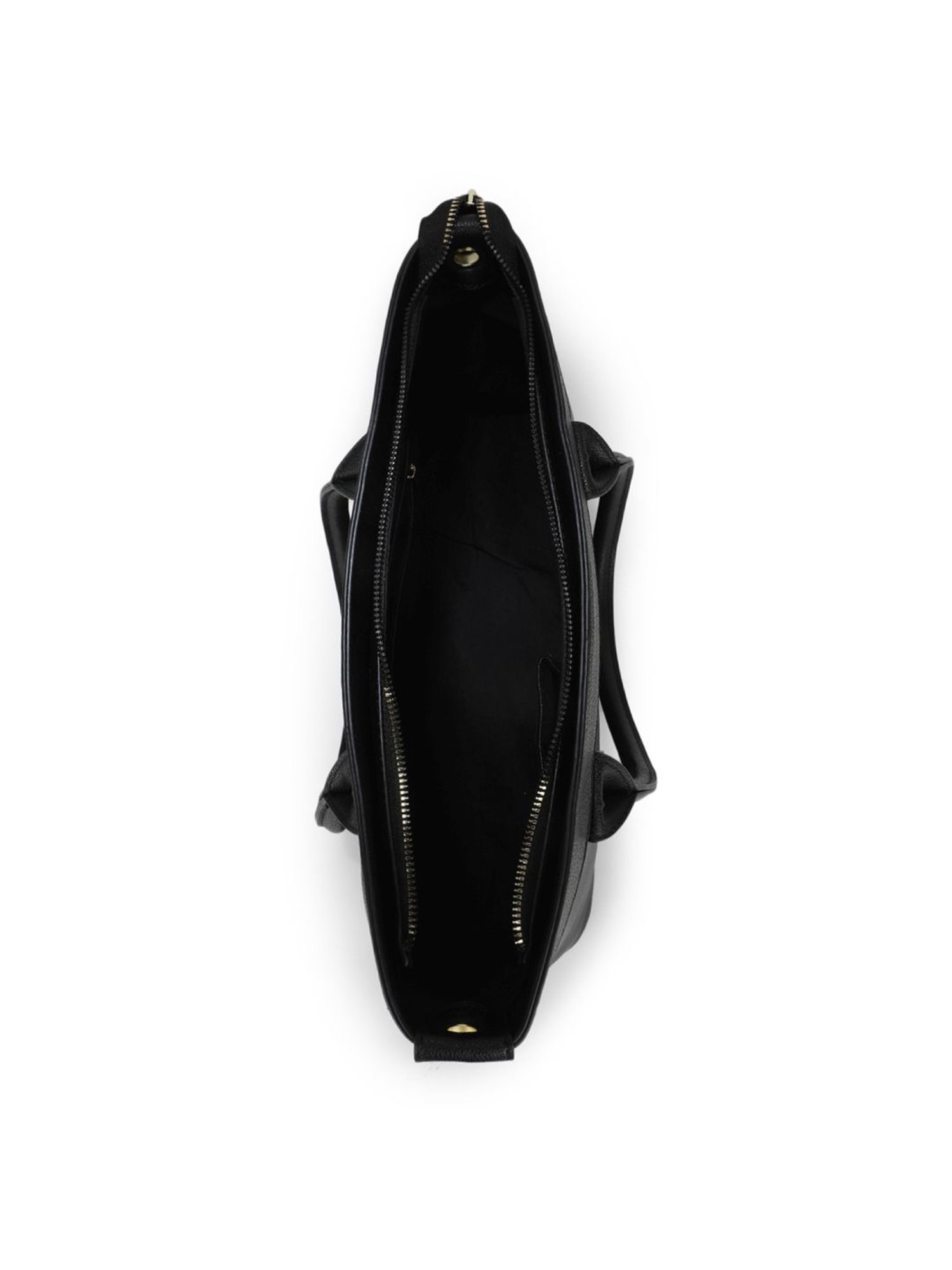 Tyra Lina Black Solid Faux Leather Tote Handbag