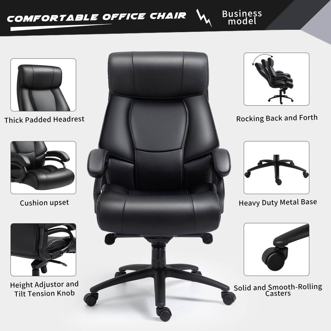 Newnno Office Chair Executive Modern Chair Big and Tall High Back Adjustable Computer Desk Chair