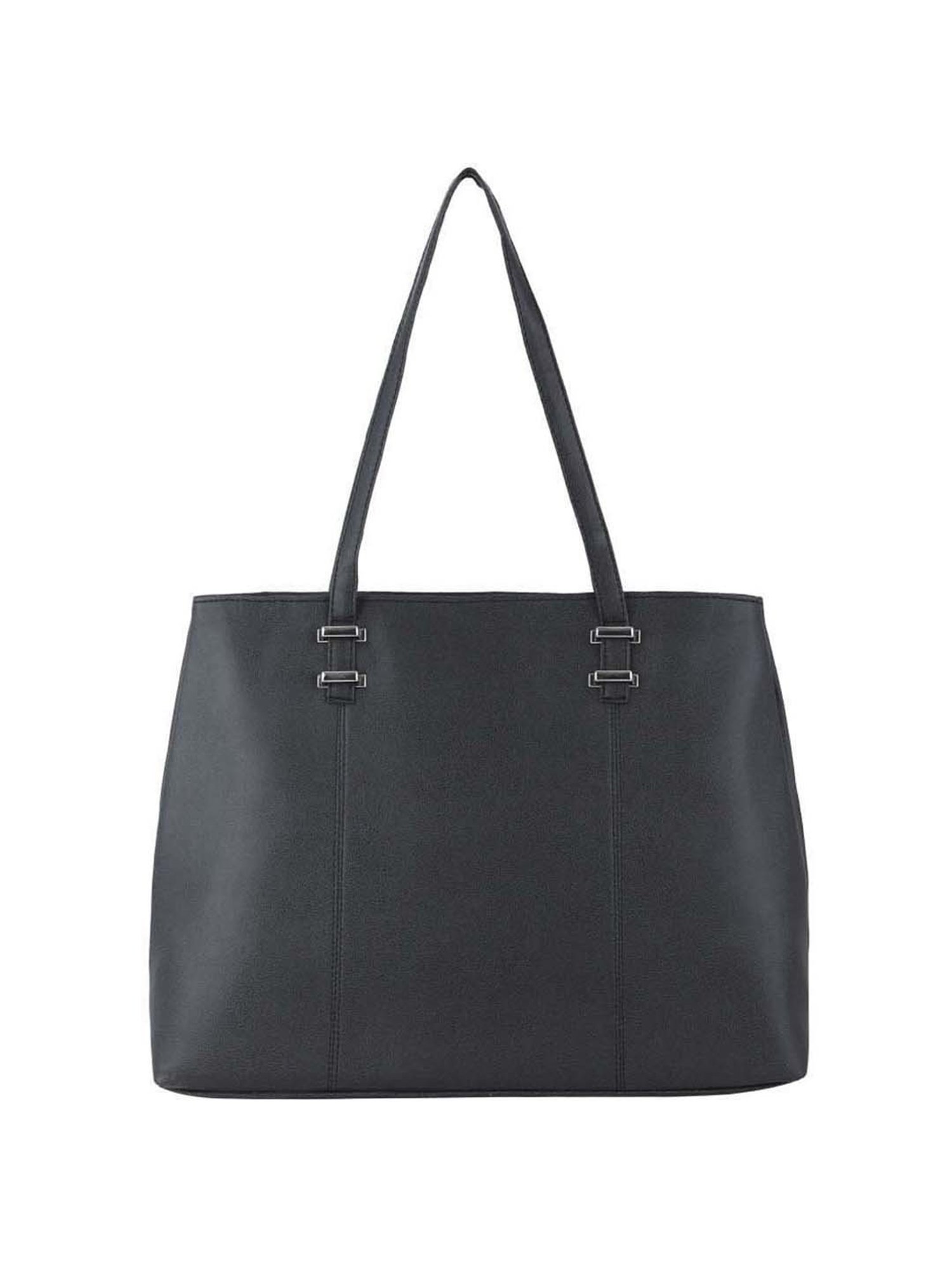 Toteteca Black Solid Medium Tote Handbag
