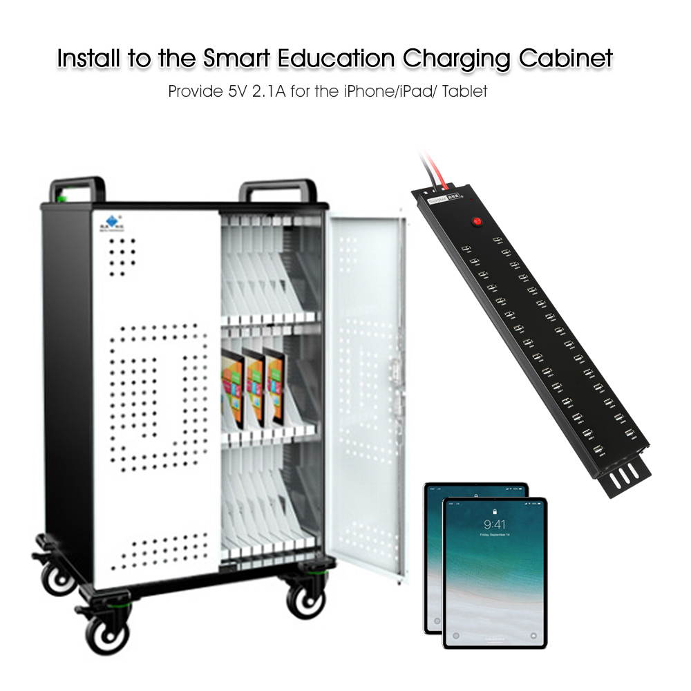 Sipolar Industrial 30 port 300W powered USB 2.0 data and syncs charging station hubs quick charger max 2.1A each port for ipad iphone tablets Charging box/Cart/Cabinet a-812