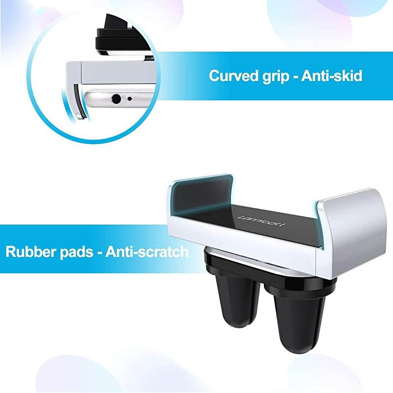 Car Cell Phone Mount  Air Vent Clip Holder Universal Stand Hands Free Cradle Compatible with Phone 12 Mini 11 Pro Xs Xs Max Xr X 8 7 6 6s Plus SE and Other 4765 Smartphones Silver