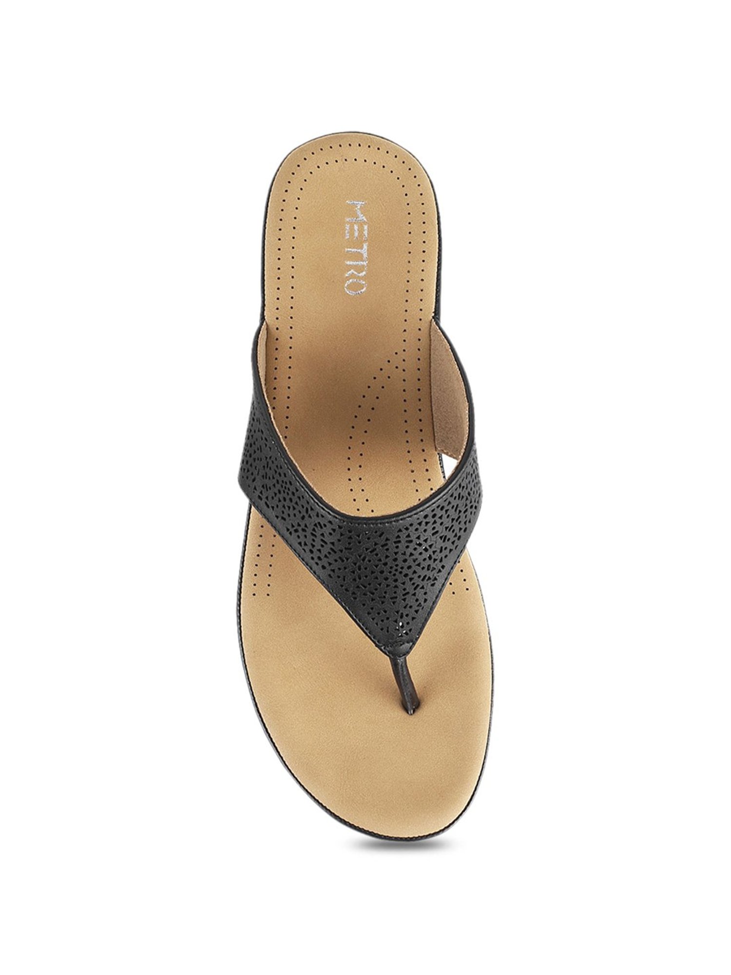 Metro Women's Black Thong Wedges