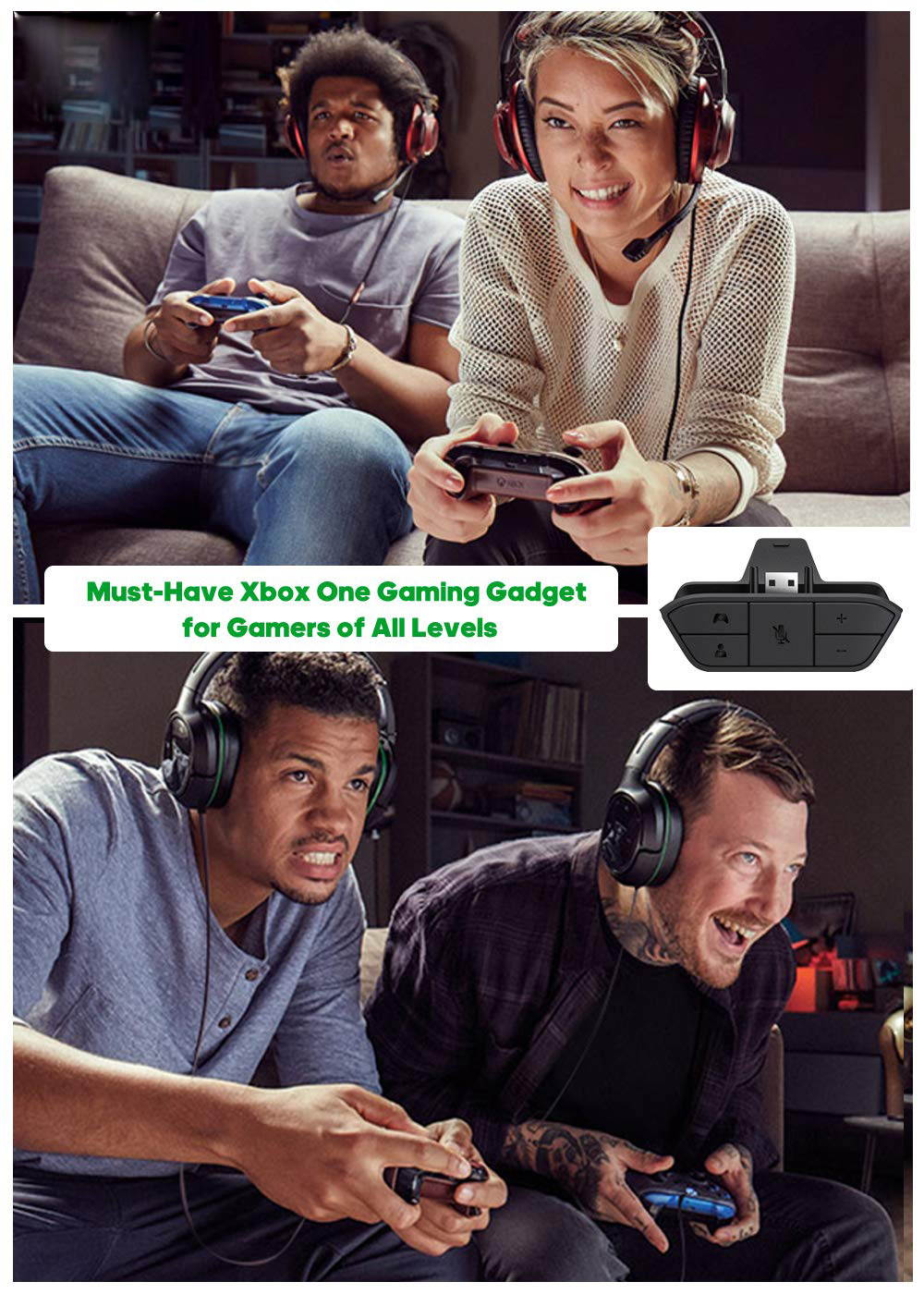 Jansicotek  Xbox One Stereo Amplified Headset Adapter Gaming Headset and Headset Audio Controller- Xbox One