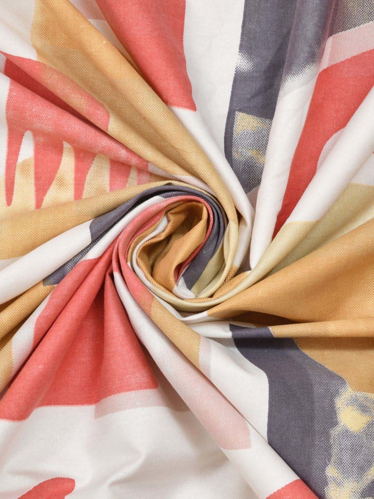 Haus & Kinder Cotton 186 TC Painted Fusion Yellow Printed Double Bedsheet with 2 Pillow Covers