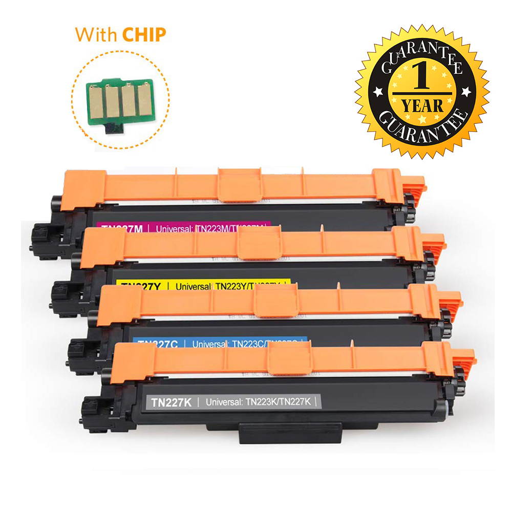 New (With Chip) Compatible Toner Cartridge Replacement for Brother TN223 TN227 TN-223 (KCMY, 4-Pack),for use in Brother Color LaserJet HL-L3270CDW HL-L3290CDW HL-L3210CW MFC-L3710CW MFC-L3750CDN