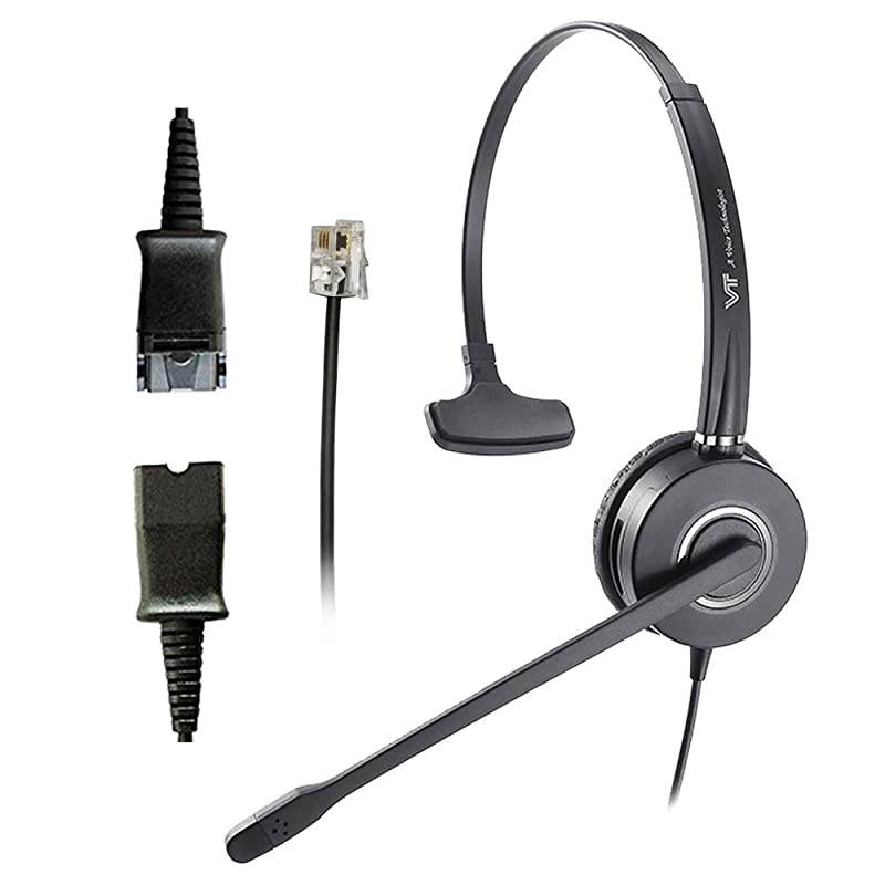 Microphone NoiseCancelling Headphone HandsFree Quick Disconnect with RJ9 Cables for Yealink Polycom Avaya Unify Vtech Grandstream Mitel Phones