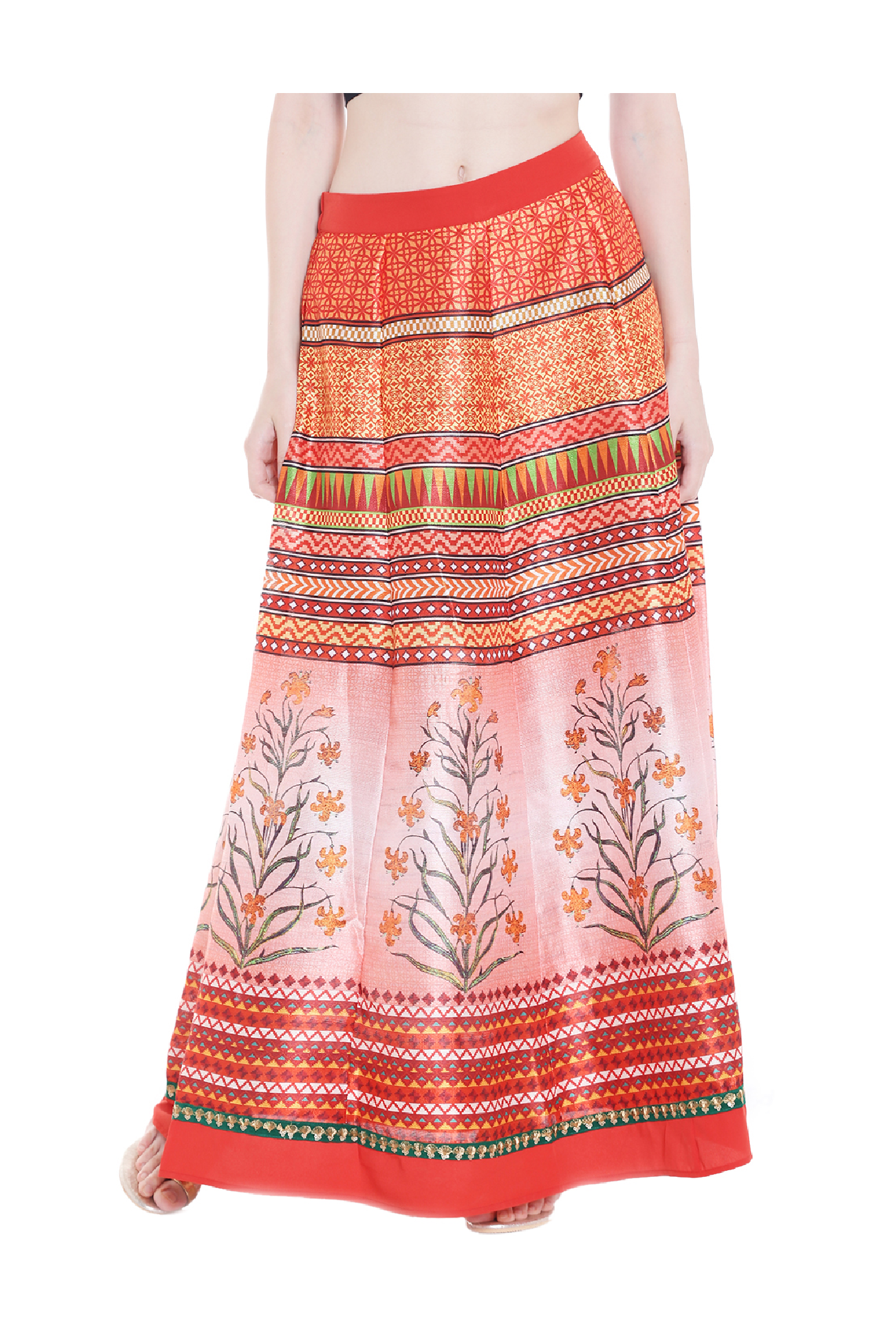 Fusion Beats Multicolor Printed Maxi Skirt