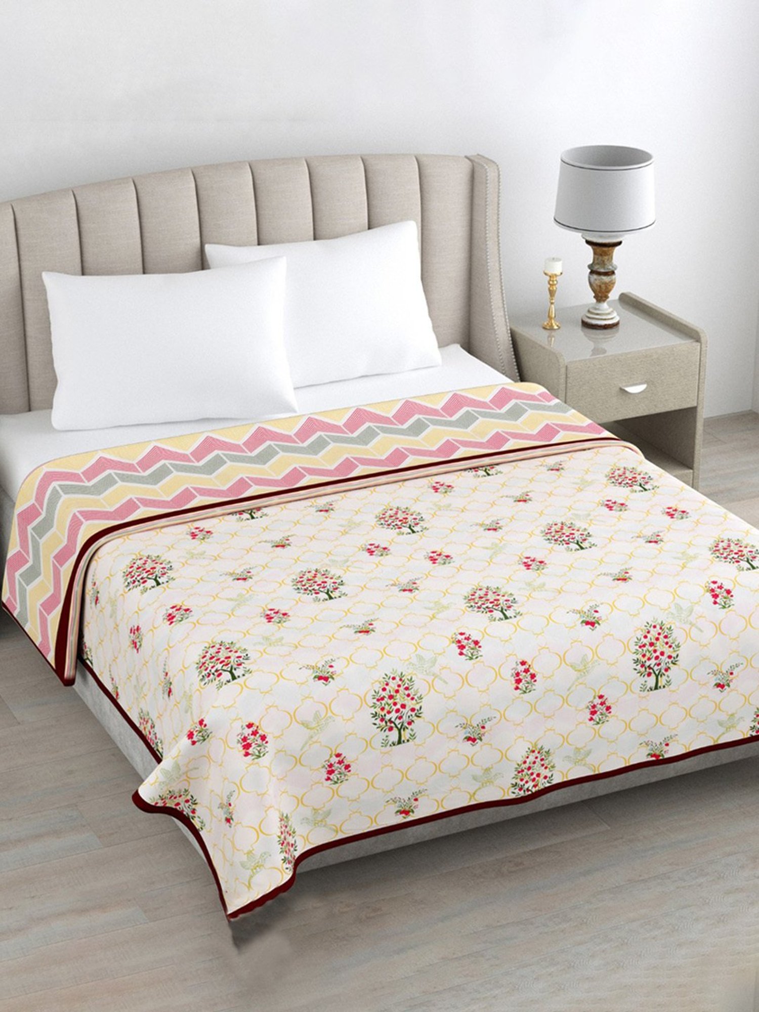 Haus & Kinder Printed Floral Multicolor Cotton Double Dohar