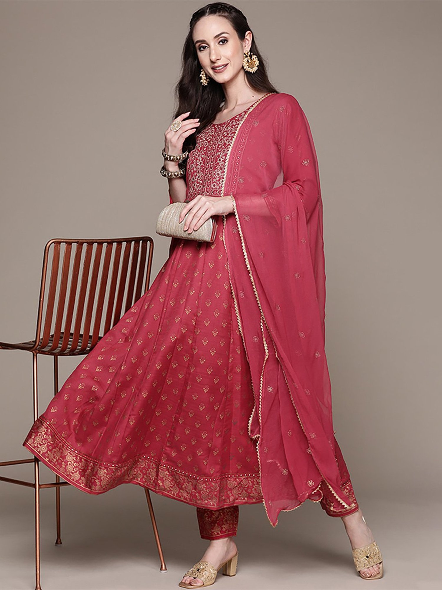 Anubhutee Pink Embroidered Kurta Pant Set With Dupatta