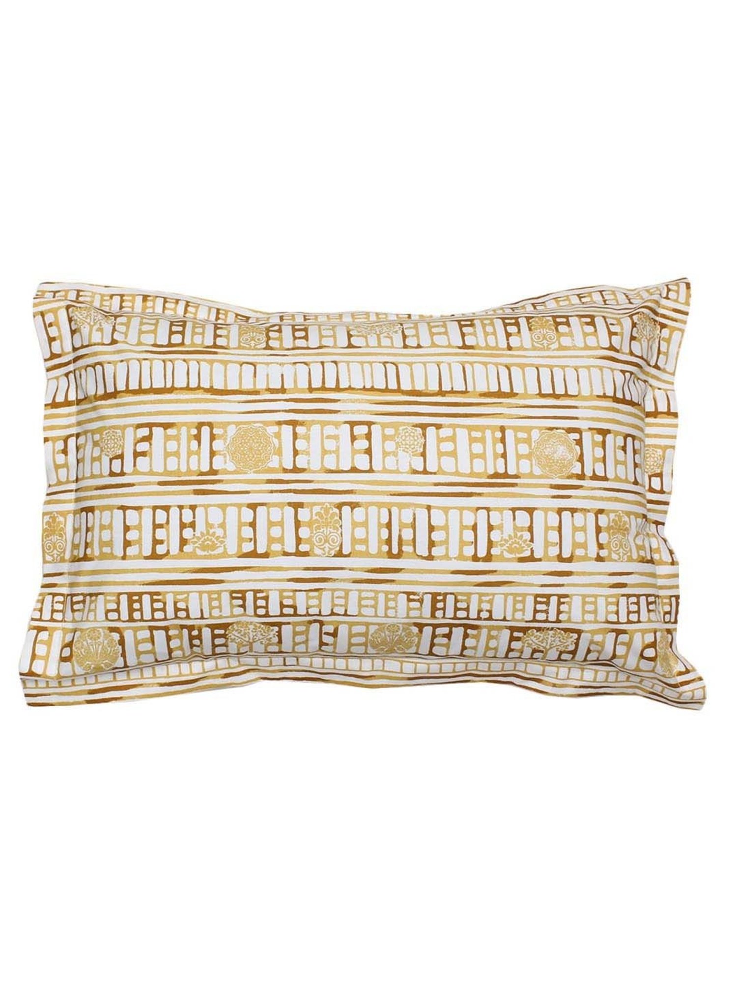 House This Sanchi Yellow 180 TC Cotton Bed Sheet with Pillow Covers