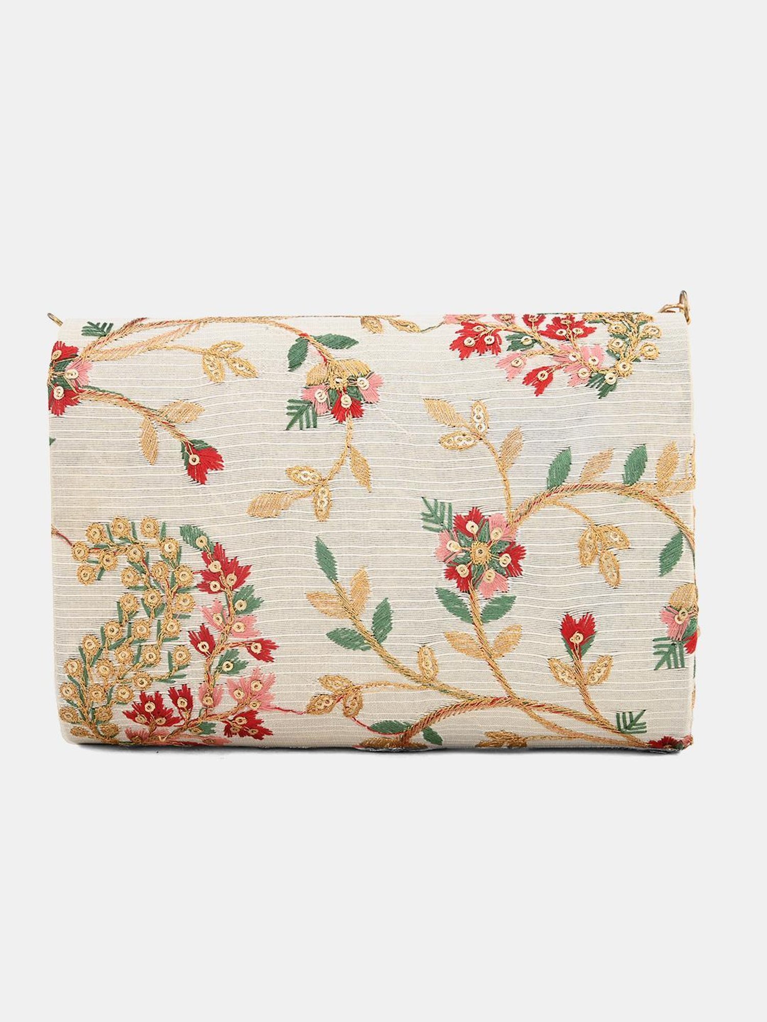 Gaurapakhi Beige Embroidered Envelope Clutch