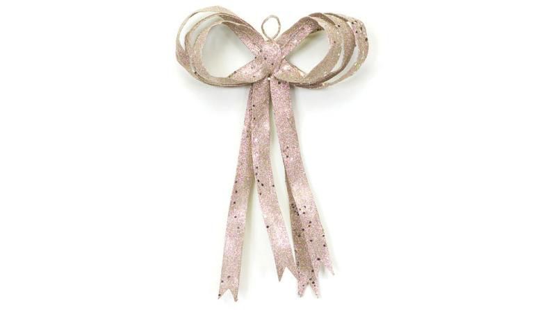 Diva At Home 16" Champagne Gold Glitter Drenched Bow Christmas Wall Decor