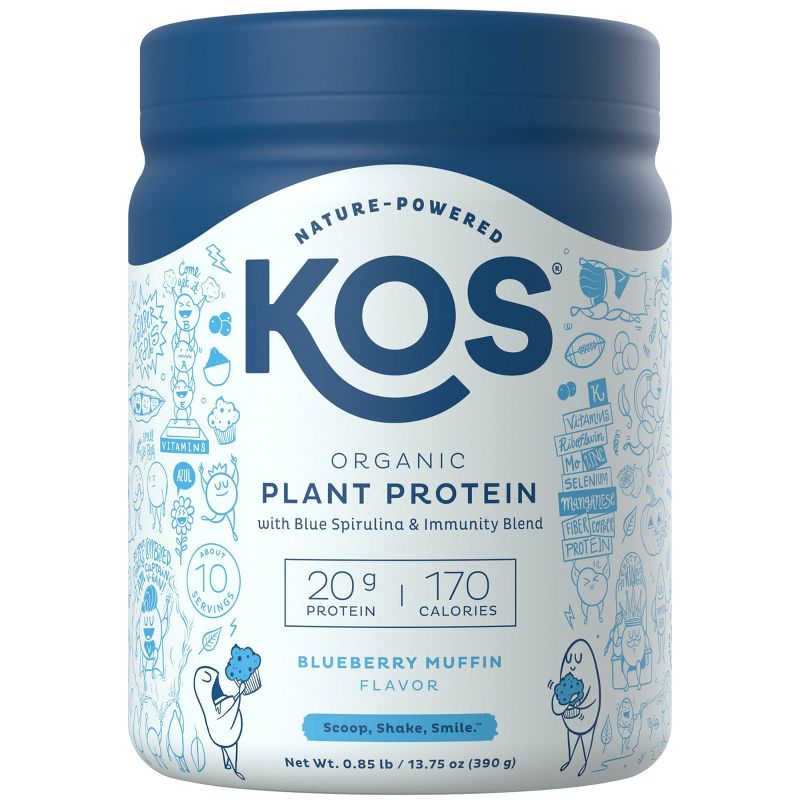 KOS Organic Vegan Meal Replacement Protein Powder - Blueberry Muffin - 13.75oz