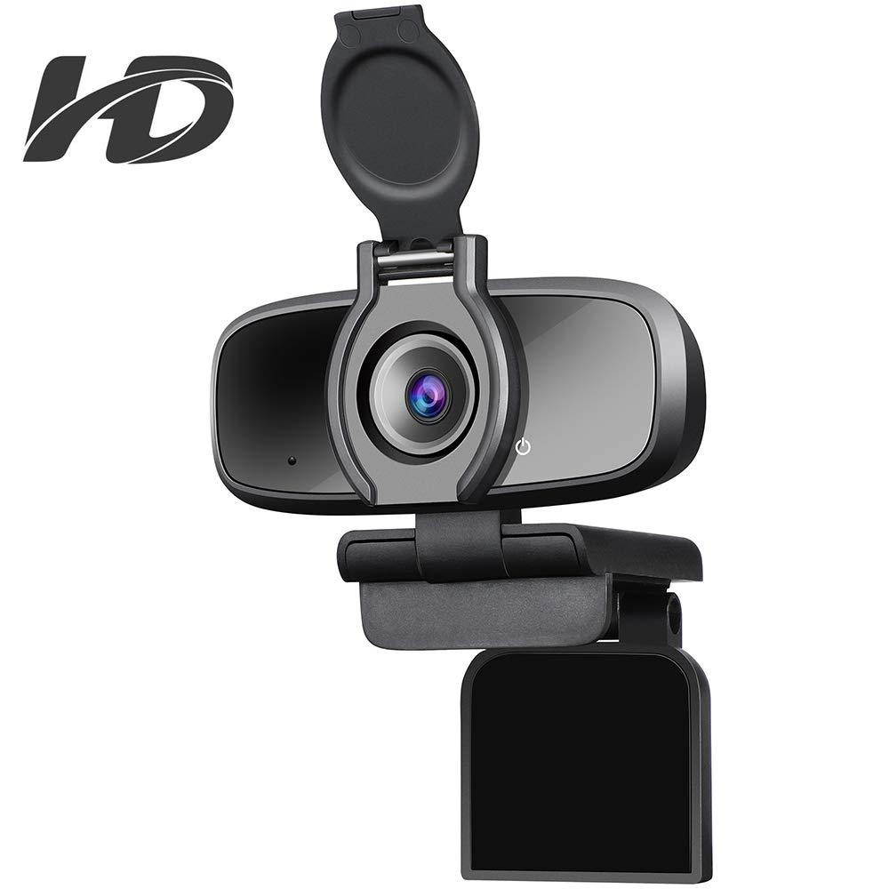 Dericam 1080P HD Webcam, USB Webcam for Live Streaming, Desktop and Laptop Webcam, Plug and Play Video Calling Computer Camera with Microphone and Privacy Shutter, W2 Pro,US
