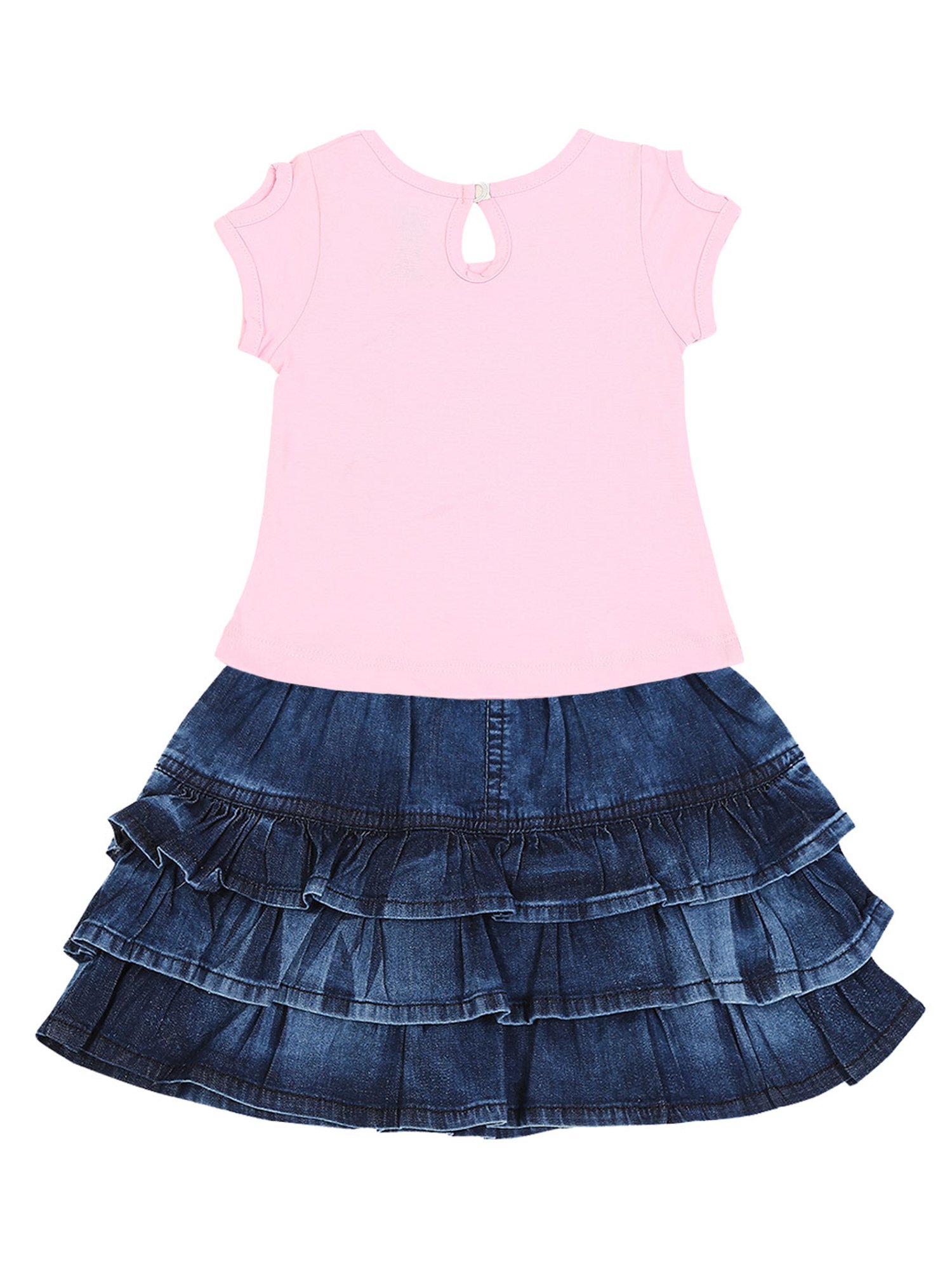 Mee Mee Kids Pink & Blue Graphic Print Top with Skirt