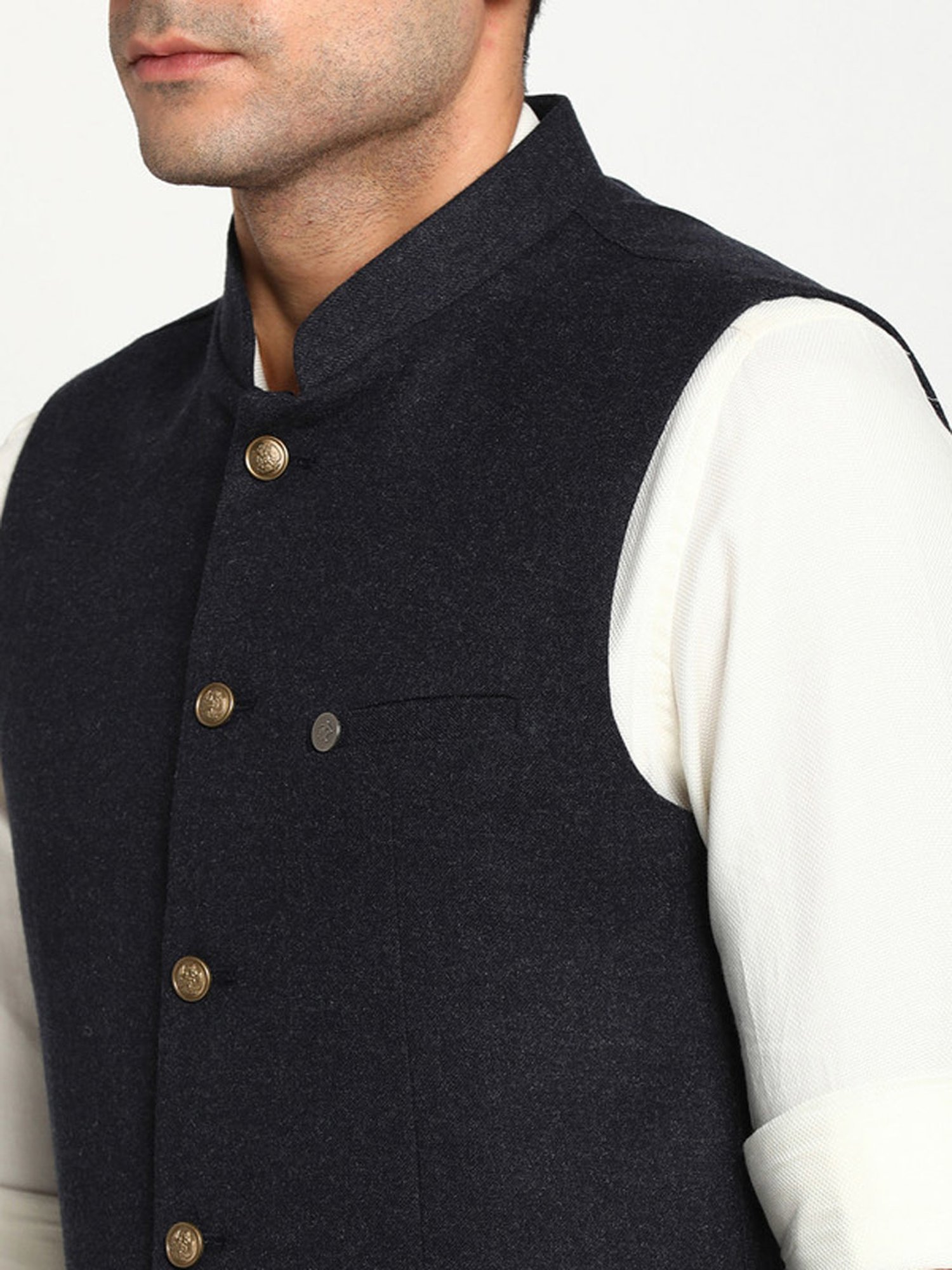 Turtle Black Slim Fit Nehru Jacket