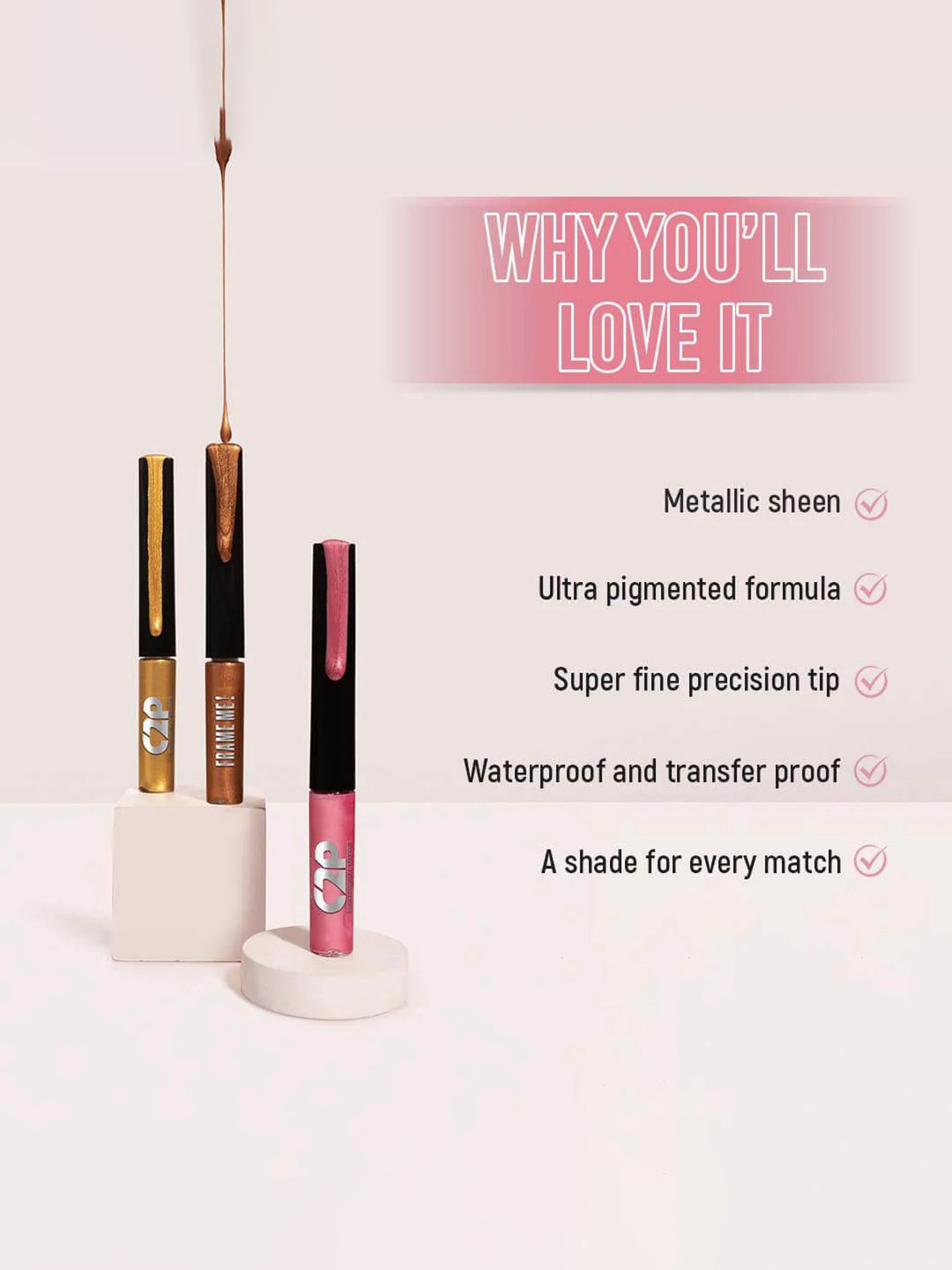 C2P PROFESSIONAL MAKEUP Frame Me Liquid Eyeliner Pink 08 - 4 ml