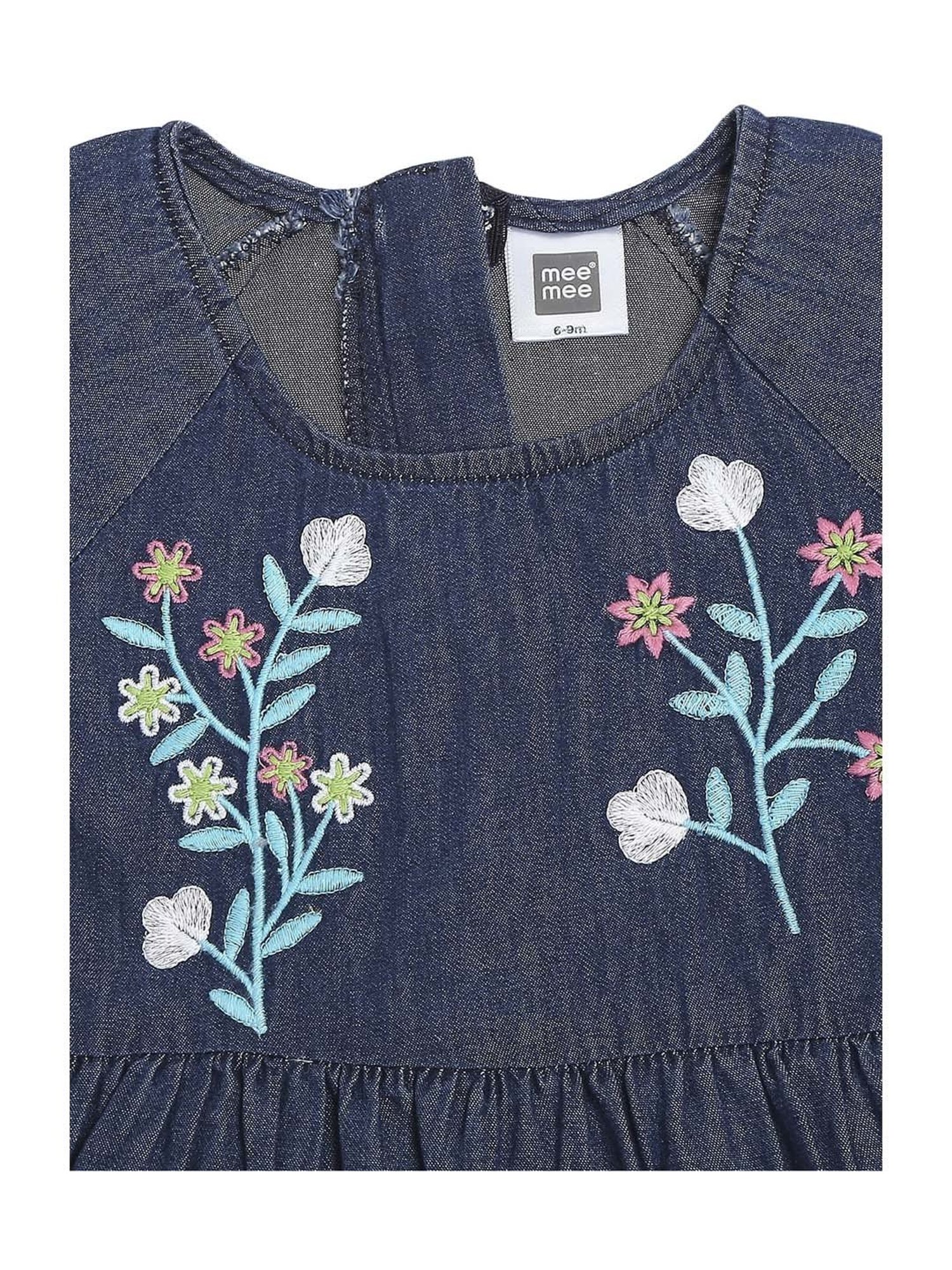 Mee Mee Kids Blue & Pink Cotton Embroidered Frock