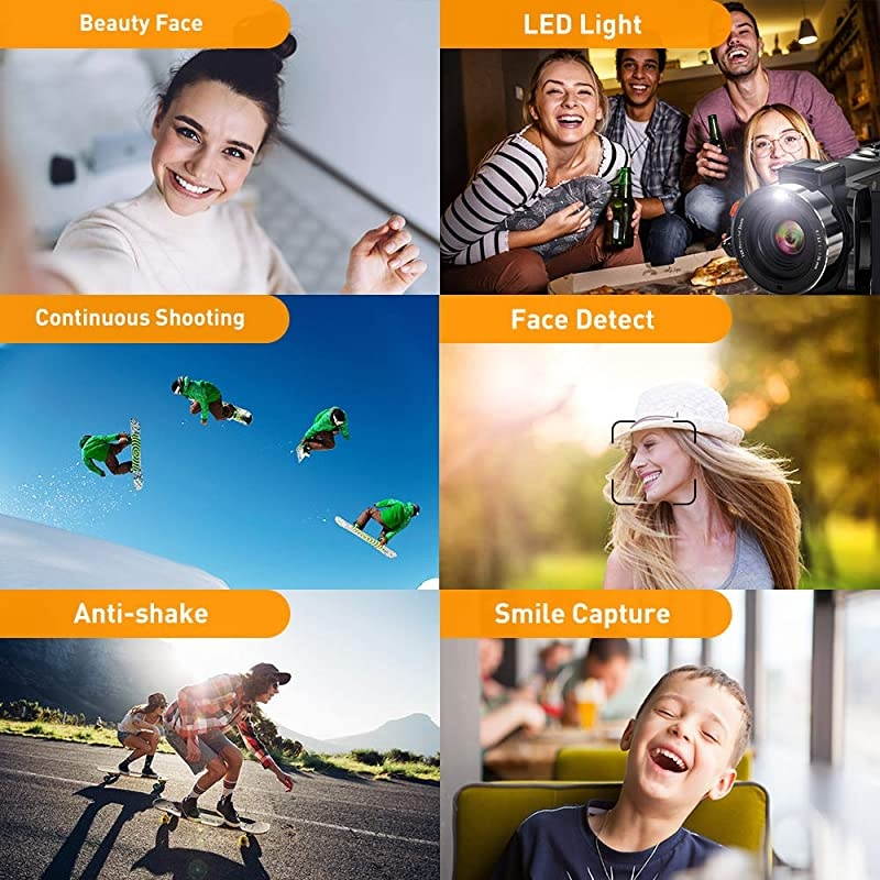 Camera Camcorder YouTube Vlogging Camera Recorder FHD 1080P 24.0MP 3.0 Inch 270 Degree Rotation Screen 16X Digital Zoom Camcorder with Microphone,Remote Control,Lens Hood and 2 Batteries