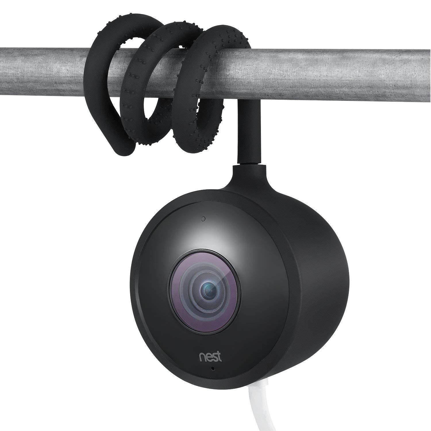 Wasserstein Versatile Twist Mount for Nest Cam Outdoor, Flexible Gooseneck-Like Mount for Nest Outdoor Camera - Attach Your Nest Cam Outdoor Wherever You Like Without Tools or Wall Damage (Black)
