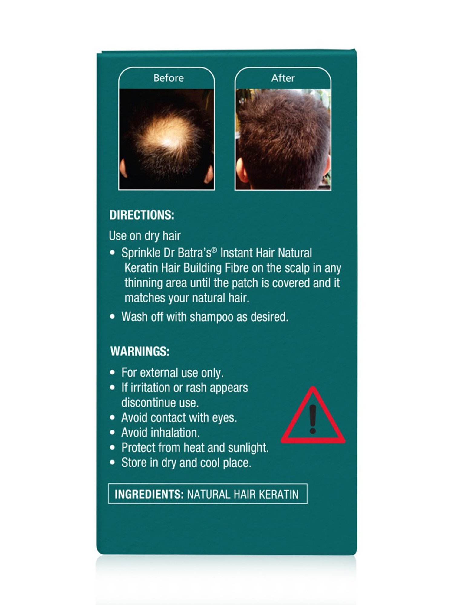 Dr. Batra's Instant Hair Natural Keratin Hair Building Fibre Dark Brown - 12 gm