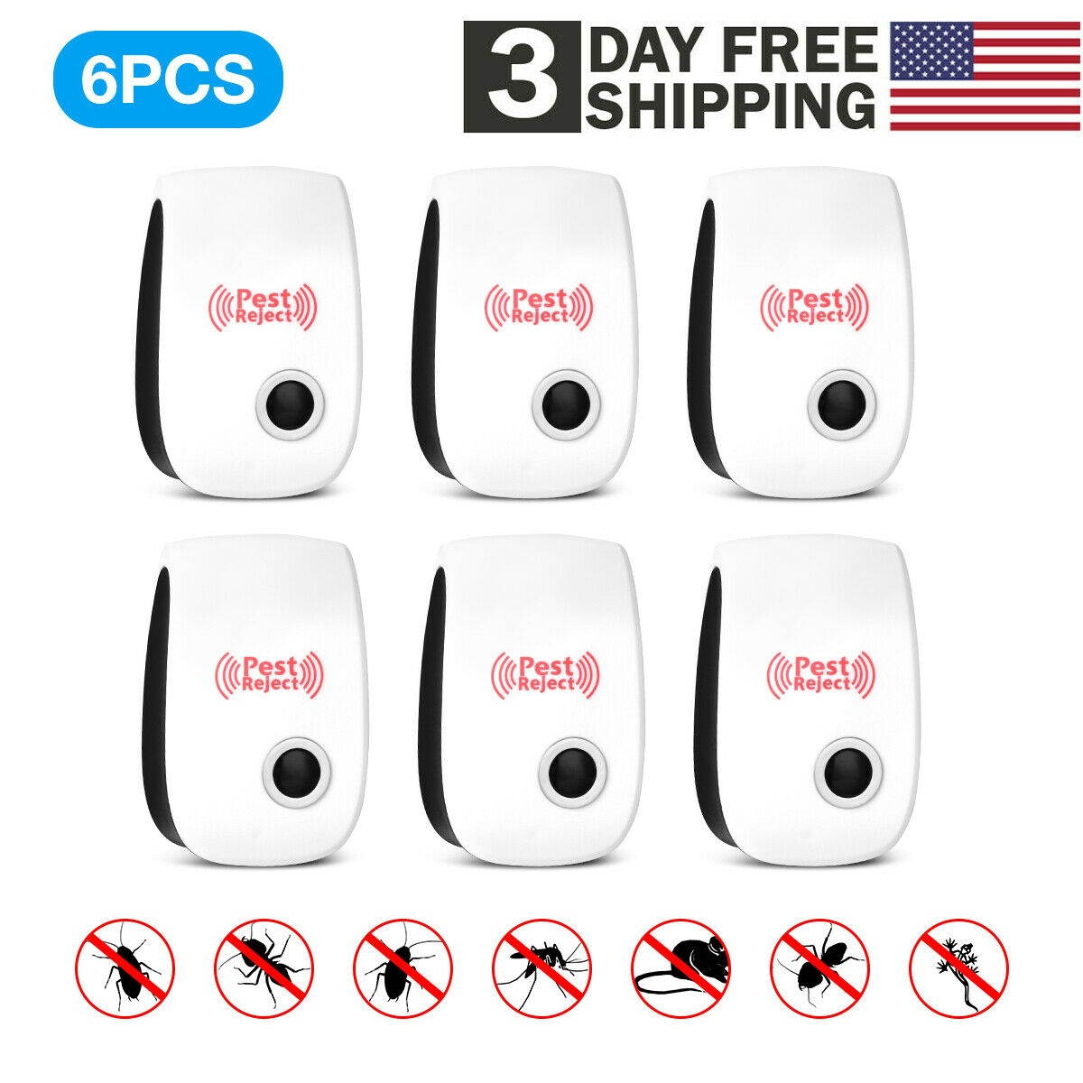6X 2020 Ultrasonic Pest Repeller Control Electronic Repellent Mice Rat Reject