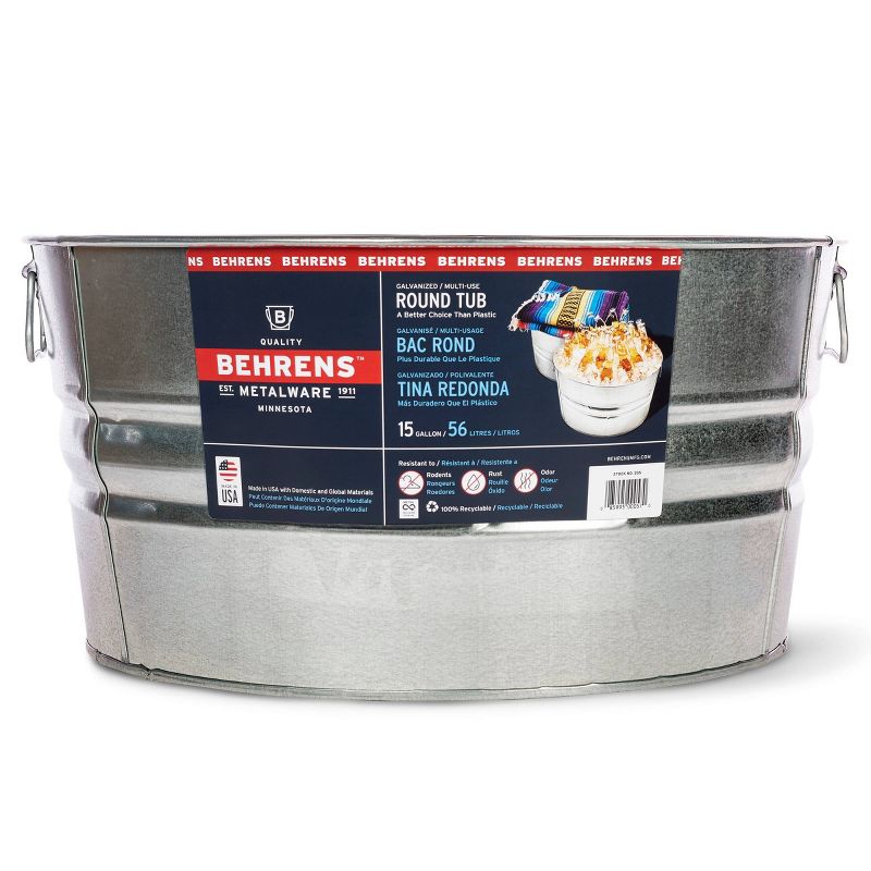 Behrens 15gal Galvanized Steel Round Tub Silver