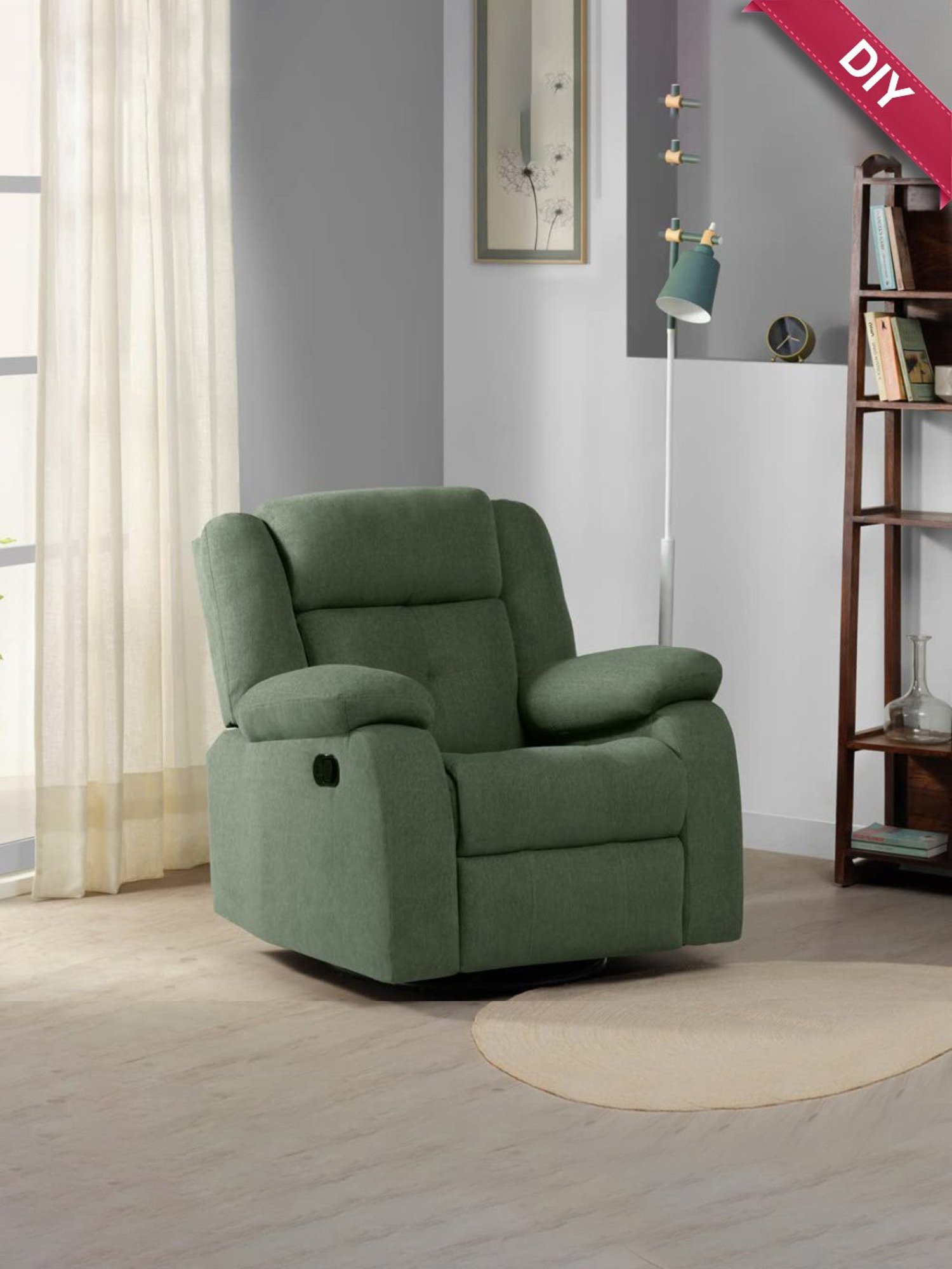 Sleepyhead RX7 Irish Green Fabric Rocking & Revolving Single Seater Recliner
